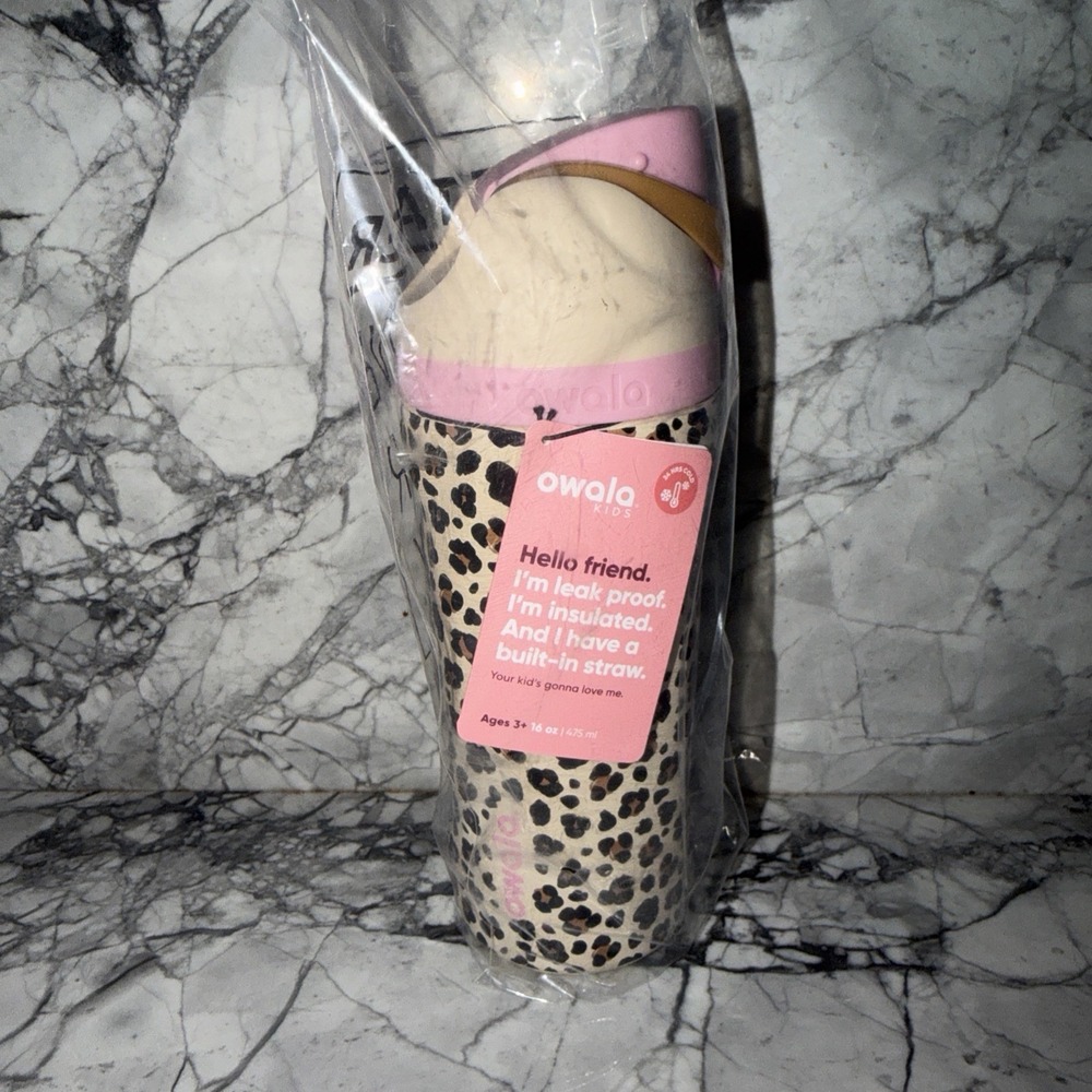 Owala WILD ONE 16 oz Cat & Jack FreeSip Water Bottle Leopard Cheetah Print NEW